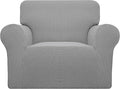 Easy-Going Stretch Oversized Chair Sofa Slipcover 1-Piece Couch Sofa Cover Furniture Protector Soft with Elastic Bottom for Kids Spandex Jacquard Fabric Small Checks Light Gray
