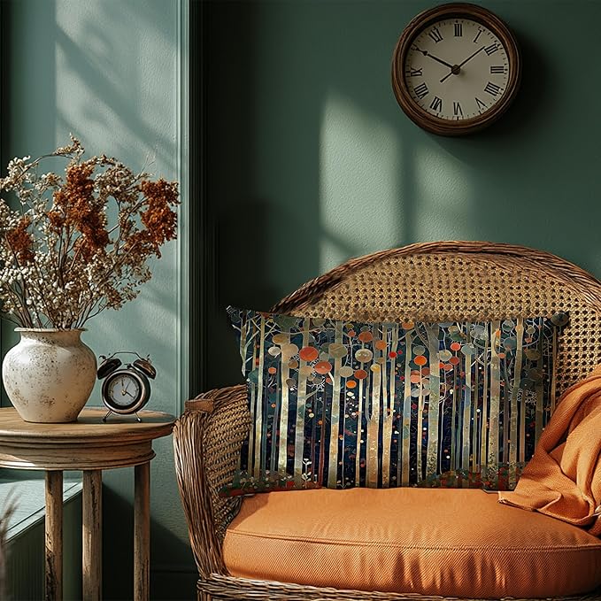 Rustic William Morris Inspired Autumn Forest Decor Pillow Covers 12x20,Vintage Botanical Nature Decorative Throw Pillow Covers for Home Bedroom Living Room,Fall Home Room Decor