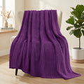 Whale Flotilla Extra Large Fuzzy Fleece Throw Blanket for Couch, 50x70 Inch Fluffy Warm Soft Jacquard Blankets for All Season, Lightweight and Cozy, Purple