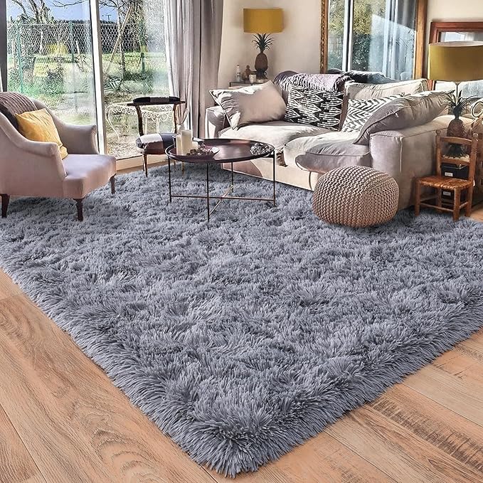 Rugs for Living Room 5x7, Soft Shaggy Modern Shag Area Rug for Bedroom, Upgrade Non-Slip Plush Fluffy Carpet for Kids Boys Girls Room Home Decor Aesthetic, Grey