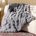 Ultra Soft Cozy Faux Fur Throw Blanket, Fuzzy Plush Thick Bubble Blanket, Oversize Luxury Fluffy Blanket for Couch, Bed, and Living Room, 50x60 Inches, Light Grey