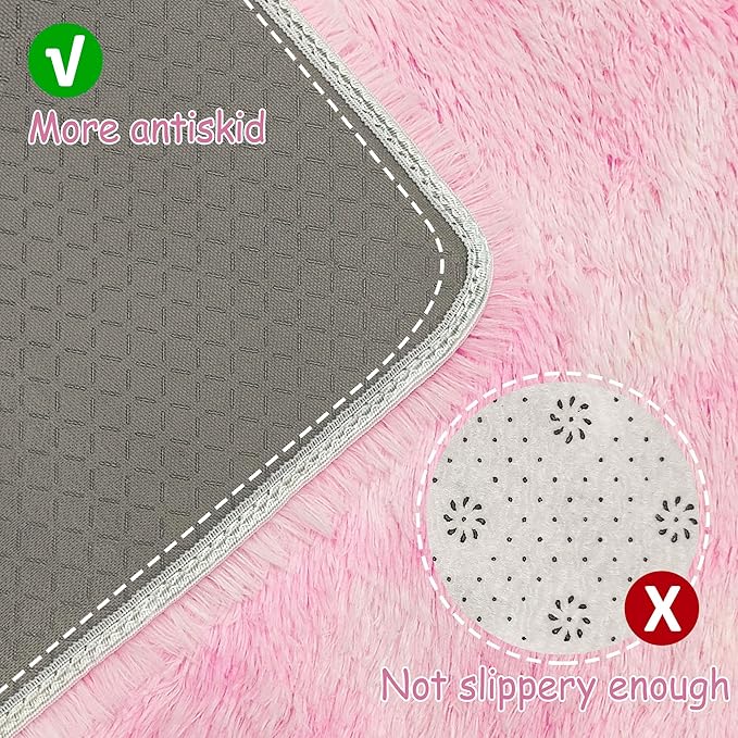 Tie-Dye Pink Fluffy Rug for Bedroom 4x6ft Soft Shag Area Rug Mat Bedside Throw Rug for Living Room Kids Room Boys Teens Nursery Baby Dorm Office Home Decor Aesthetic Carpets