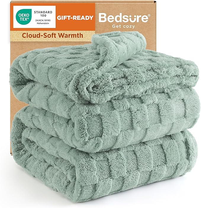Bedsure GentleSoft King Size Blanket for Bed - Super Soft Cozy Blankets for Kids Girls, Large Fuzzy Fleece Spring Throw for Bedroom Decor, Sage Green,108x90 Inches