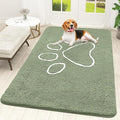 OLANLY Dog Door Mat for Muddy Paws 70x46, Paw Print Design, Absorbs Moisture and Dirt, Non-Slip Washable Doormat, Quick Dry Chenille Mud Mat for Dogs, Entry Indoor Entryway Carpet, Sage Green