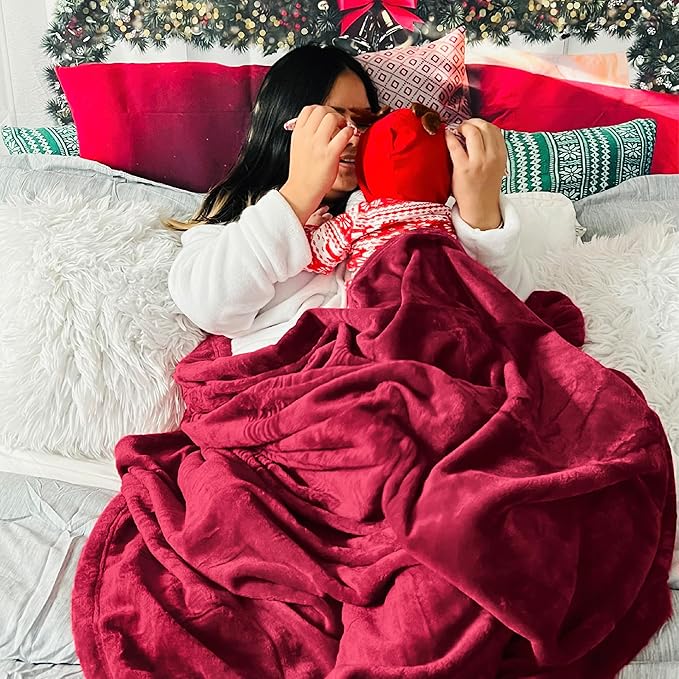 Bedsure GentleSoft Fleece Blankets King Size Burgundy - Bed Blanket Soft Lightweight Plush Cozy Fuzzy Luxury Microfiber, 108x90 inches