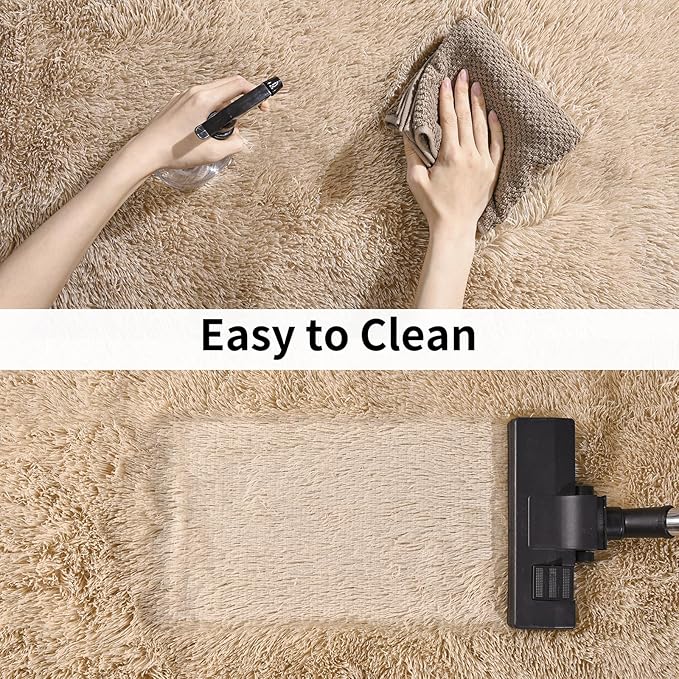 Soft Runner Rugs for Bedroom Hallways, 2x6 Beige Fluffy Shag Throw Area Rug Non Slip for Bedside Dorm, Long Shaggy Furry Carpet for Nursery Living Room