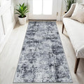 2x5 Washable Runner Rug for Hallway: Non Slip Entryway Runners Rugs Easy-to-Clean - Soft Living Room Bedroom Carpet - Thin Low Pile Floor Mat for Dining Room Black Grey