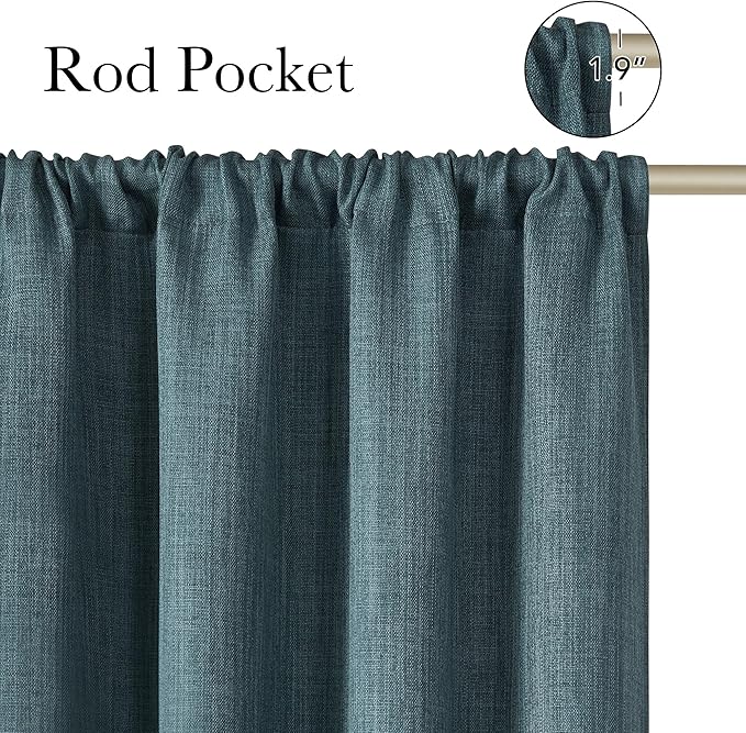NICETOWN Greyish Blue Room Darkening Rod Pocket Curtains 63 inch Length, W42 x L63, Light Blocking Thermal Insulated Noise Reducing Drapes for Bedroom Living Room Farmhouse Decor, 2 Panels