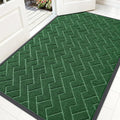 OLANLY Front Door Mat Indoor Outdoor Entrance, Waterproof All-Season, All-Weather Doormat, Sturdy Natural Rubber, Low Profile, Easy Clean Patio Porch Entryway Mat, Herringbone Brick (Green, 59x35)