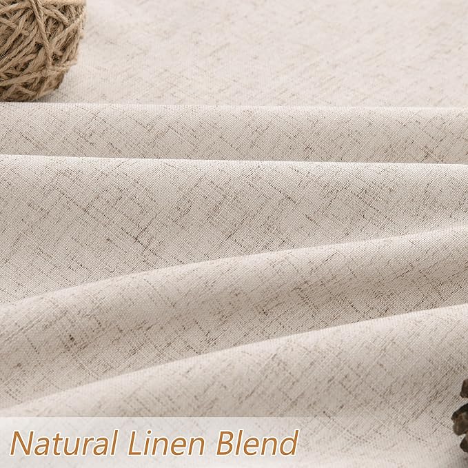 Guken Oatmeal 100% Blackout Curtains 108 Inch Length 2 Panels Set for Living Room Bedroom Back Tab Thermal Insulated Black Out Linen Drapes Room Darkening Window Curtains 108 Inches Long