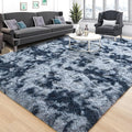 Tepook Soft Fluffy Rugs for Bedroom, 4x6 Area Rug for Living Room, Modern Shaggy Room Rug for Kids Boys Girls, Plush Throw Rugs Indoor Nursery Home Decor Rug with Non-Slip Bottom, Tie-dye Dark Blue