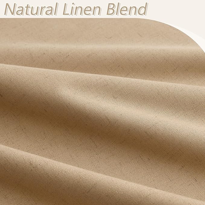 Guken 100% Blackout Linen Curtains 84 Inch Length 2 Panels Set for Living Room Bedroom Back Tab Thermal Insulated Black Out Linen Drapes Room Darkening Window Curtains 84 Inches Long,Camel Brown