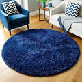 Amdrebio Navy Blue Small Round Rug 3Ft for Boys Room Bedroom, Circle Area Rugs for Kids Room, Living Room Decor Aesthetic, Fluffy Shag Fur Throw Royal Dark Blue Carpet for Dorm Playroom Baby Nursery