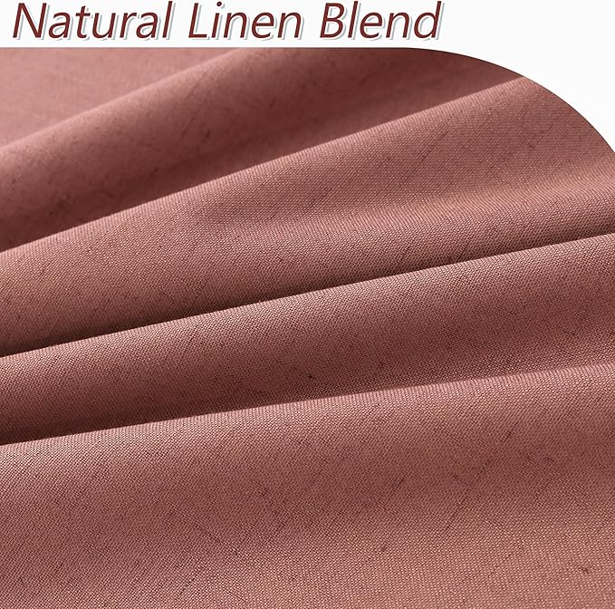 Guken 100% Blackout Curtains 120 Inch Length 2 Panels Set for Girls Bedroom Back Tab Thermal Insulated Black Out Linen Drapes Room Darkening Window Curtains 120 Inches Long,Dusty Rose