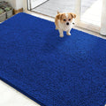 OLANLY Dog Door Mat for Muddy Paws 48x30, Absorbs Moisture and Dirt, Absorbent Non-Slip Washable Doormat, Quick Dry Chenille Mud Mat for Dogs, Entry Indoor Entryway Carpet for Inside Floor, Royal Blue