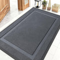 OLANLY Front Door Mat Indoor Outdoor Entrance, Waterproof All-Season, All-Weather Doormat, Sturdy Natural Rubber, Low Profile, Easy Clean Patio Porch Entryway Mat, 47x32, Charcoal Gray