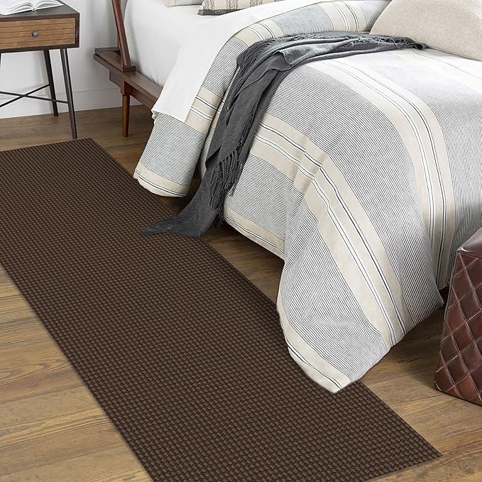 KOZYFLY Runners for Hallways 2x7 ft Washable Kitchen Runner Non Slip Rubber Backed Hall Runners Cotton Entryway Runner Rugs Floor Carpet for Indoor Backdoor Bedroom Kitchen, Reddish Brown/Coffee