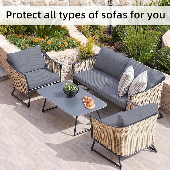 8Pcs Stretch Patio Cushion Covers,Outdoor Couch Covers Replacement,Outdoor Couch & Sofa Slipcovers,for Patio Furniture Cushion Covers,Washable Reusable Furniture Protector (Grey,Cover Only)