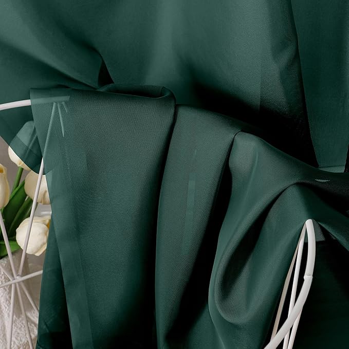 Aiyufeng Hunter Green Sheer Curtain Drapes 45 Inch Length 2 Panels for Living Room, Light Filtering Voile Green Drapes for Bedroom, Patio, Sliding Door, Each 42" W x 45" L