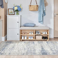 2x5 Rug Runner Washable for Entryway, Soft Bathroom Rugs with Non-Slip Backing, Abstract Low Pile Hallway Runner, Vintage Small Kitchen Carpet for Laundry Room(2'x5', Blue/Brown/Ivory)