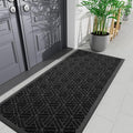 Smiry Front Door Mat Outside Entrance, Heavy Duty Sturdy Natural Rubber Doormat, Trap Dirt and Moisture, Easy Clean Low Profile Mats for Indoor Outdoor Entry, Grid Geometric (71x23, Black)