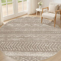 Nakagishi Area Rug Living Room Rugs: 4X4 Machine Washable Boho Large Neutral Farmhouse Stain Resistant Moroccan Indoor Floor Carpet for Bedroom Nursery Dorm Dining Room Home-Dark Brown