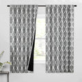 Beauoop 100% Blackout Curtains 63 Inches Long 2 Panels for Bedroom Living Room Grey Moroccan Geo Room Darkening Thermal Insulated Soundproof Rod Pocket Back Tab Window Treatments Drapes, 50x63