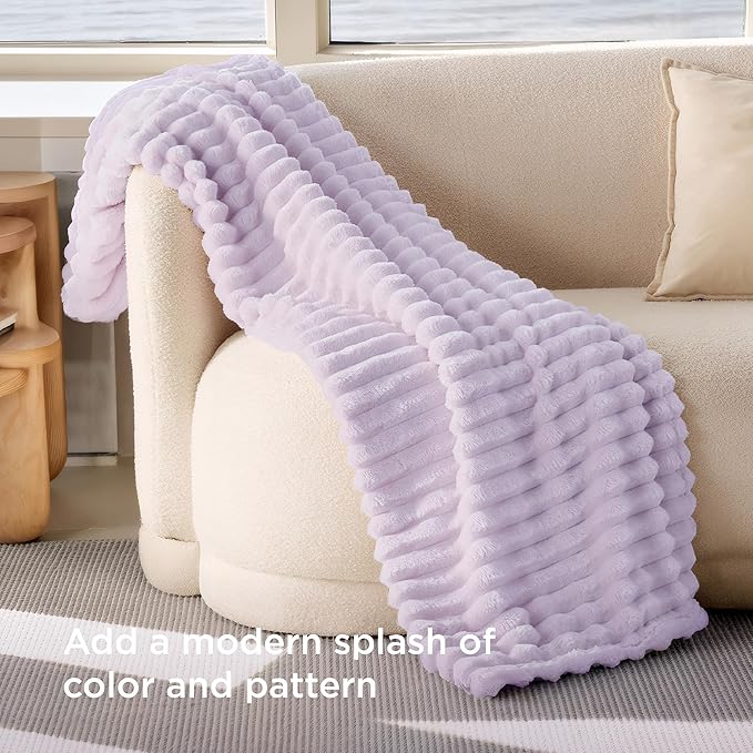 Bedsure GentleSoft Lavender Fog Throw Blanket for Couch - Cozy Soft Blankets for Women, Cute Small Throws for Girls, 50x70 Inches
