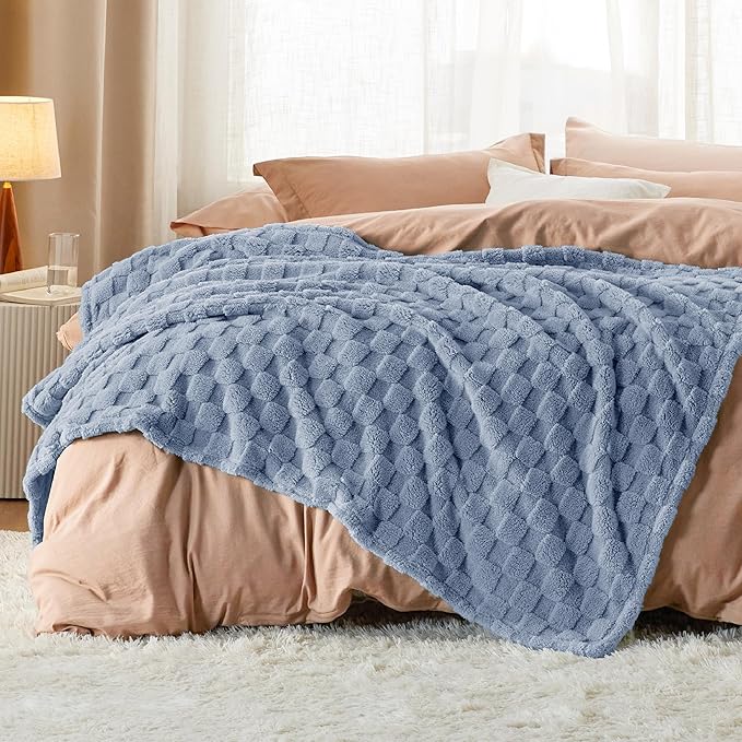 Bedsure GentleSoft Ashley Blue Twin XL Blanket for Bed - Super Soft Cozy Fleece Blankets for Kids, Cute Throws for Girls, Dorm Room Essentials Teens Back to School, 66x90 Inches