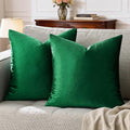 GIGIZAZA Decorative Couch Forest Green Pillow Covers,Set of 2 Throw Pillow Cushion Covers 24x24,Square Sofa Velvet Pillow Cases