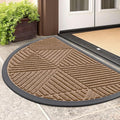 Smiry Half Circle Front Door Mat Outside Entrance, Heavy Duty Sturdy Natural Rubber Doormat, Trap Dirt and Moisture, Low Profile Mats for Indoor Outdoor Entry, Irregular Triangle (29.5x17, Coffee)