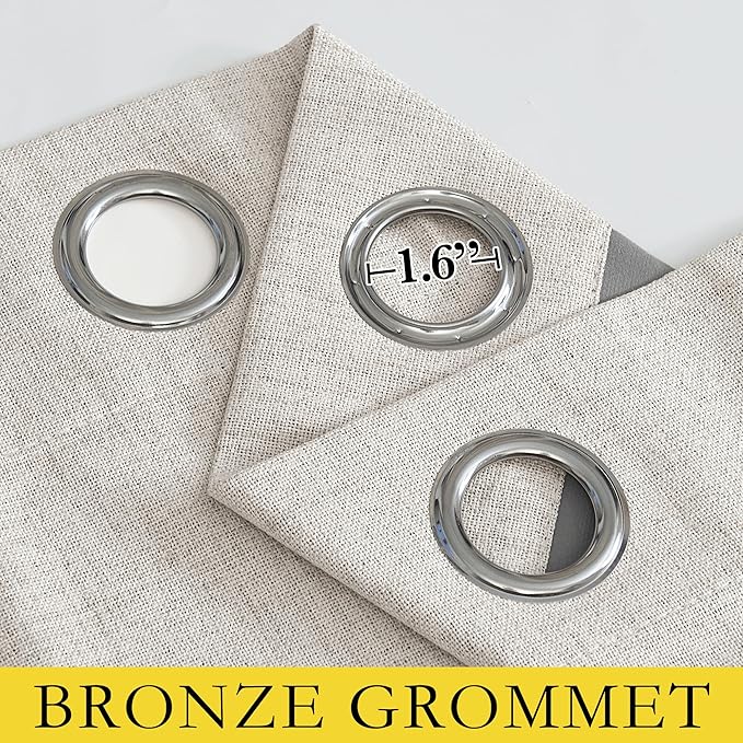 NICETOWN Brich Vintage Open Linen Weave Flax Thermal Curtains, 100% Blackout Curtains 95" Long for Dining Room, Soundproof Window Treatment Drapes for Bedroom, 52" Wide Per Panel, Set of 2
