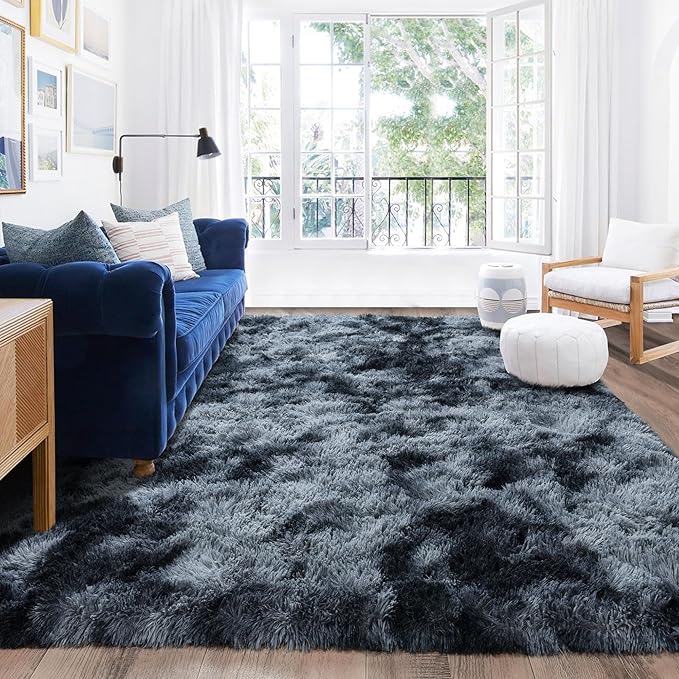Rugs for Bedroom 4x6, Soft Shaggy Modern Shag Area Rug for Living Room, Upgrade Non-Slip Plush Fluffy Carpet for Kids Boys Girls Room Home Decor Aesthetic, Blue Grey