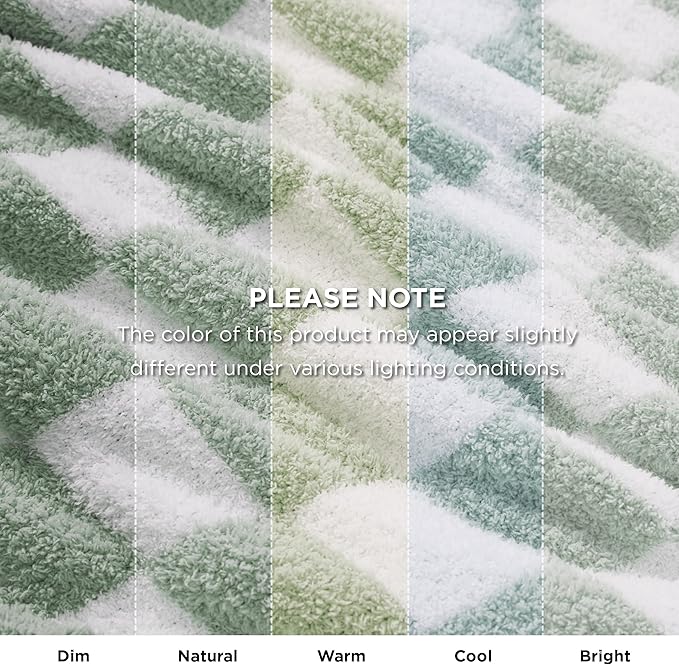 Bedsure GentleSoft Checkered Throw Blanket for Couch - Super Soft Cozy Fluffy Green Blanket, Lightweight Warm Knit All Season Blanket for Bed Sofa, Birthday, for Women, 50x60 Inches