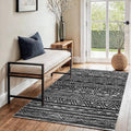 3x4 Washable Entryway Area Rug: Moroccan Small Runner Rug for Hallway Soft Modern Non Slip Door Mat with Rubber Backing Low Pile Thin Floor Carpet for Kitchen Bathroom Bedroom Indoor 3x4 Black