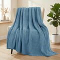 Whale Flotilla Extra Large Fuzzy Fleece Throw Blanket for Couch, 50x70 Inch Fluffy Warm Soft Jacquard Blankets for All Season, Lightweight and Cozy, Slate Blue