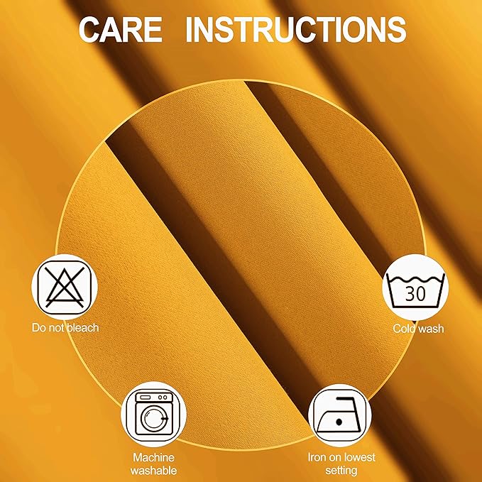 LEMOMO Yellow Thermal Blackout Curtains/42 x 84 Inch/Set of 2 Panels Room Darkening Curtains for Bedroom