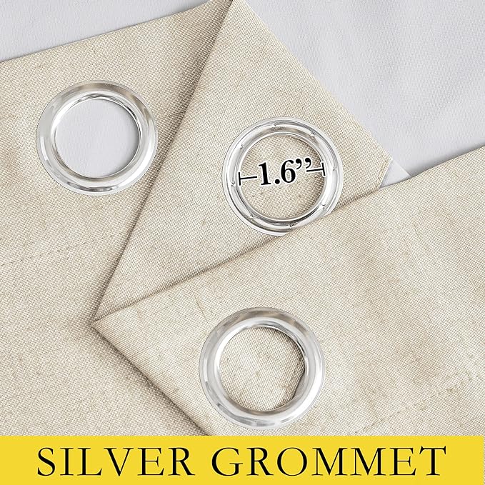 NICETOWN 100% Absolutely Blackout Linen Curtains with Thermal Insulated White Liner, 52" W, 2 PCs, Beige, 95" Long Drapes Sweep The Floor Decorative Keep Privacy Panels for Living Room/Villa/Bedroom