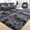 Tepook Soft Fluffy Rugs for Living Room, 5x7 Shaggy Area Rug for Bedroom, Modern Shag Rug Fuzzy Carpets for Kids, Plush Indoor Nursery Home Decor Rug with Non-Slip Bottom, Tie-dye Dark Grey