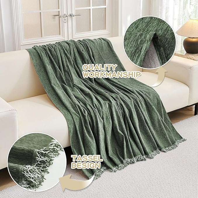 MYSKY HOME Couch Cover for Dogs Washable Couch Covers Couch Covers for Sofa Couch Cover 2 Cushion Sofa Non Slip Dogs Furniture Protector Chenille Sofa Covers for Pets, 71"x102", Moss Green