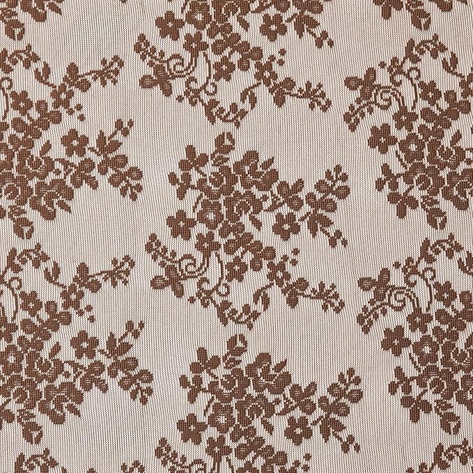 YJ YANJUN Vintage Lace Curtains 96 Inches Long-Victorian Floral Sheer Brown Curtain Panels for Living Room, Elegant Embroidered Style, Neutral Rustic Farmhouse & Cottagecor Décor 2 Panels W52 X L96