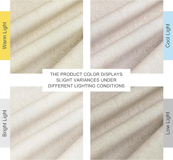 NICETOWN Cream 100% Blackout Linen Curtains 102 inch Long Burg for Living Room, 1 Pair, 52" Width Each Panel, Farmhouse Thick Completely Blackout Window Treatment Thermal Insulated Drapes