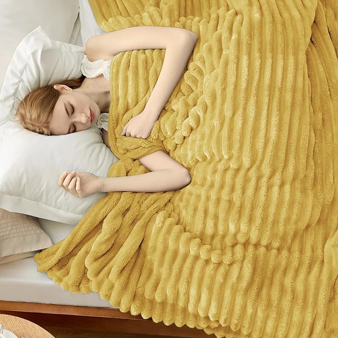 Bedsure GentleSoft Yellow Fleece Blanket for Couch - Cozy Soft Blankets for Women, Cute Small Throws for Girls, 108x90 Inches