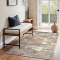 3x4 Washable Entryway Area Rug: Modern Abstract Small Runner Rug for Hallway Soft Non Slip Door Mat with Rubber Backing Low Pile Thin Floor Carpet for Kitchen Bathroom Bedroom Indoor 3x4 Brown/Brick