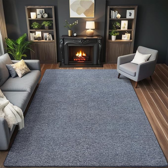AROGAN Washable 7×10 Living Room Rug, Modern Area Rugs with Soft Memory Foam for Bedroom, Minimalist Non-Slip Indoor Floor Carpet for Dining Room Office Kids Playroom Decor, Navy Blue