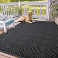 OLANLY Front Door Mat Outside Entrance 71x47, Absorbent, Heavy Duty Sturdy Natural Rubber Doormat Indoor Outdoor, Stain and Fade Resistant, Non-Slip Low Profile Floor Mat for Entryway, Black Diamond