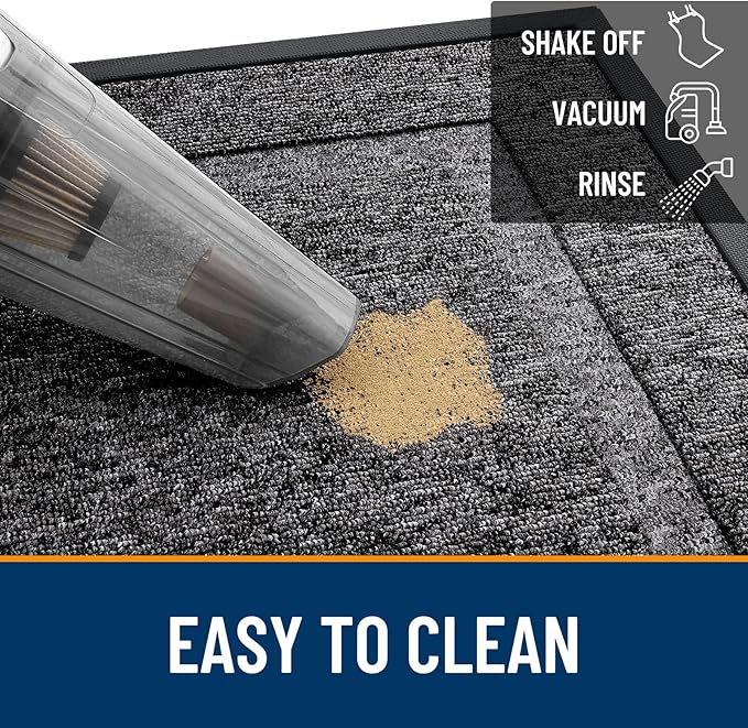 OLANLY Front Door Mat Indoor Outdoor Entrance, Waterproof All-Season, All-Weather Doormat, Sturdy Natural Rubber, Low Profile, Easy Clean Patio Porch Entryway Mat, 33x21, Black and White