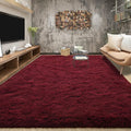 Tepook Fluffy Large Rugs for Living Room, Area Rug 6x9 Soft Carpet for Bedroom, Modern Shaggy Rug for Kids Boys Girls, Plush Indoor Nursery Home Decor Rug with Non-Slip Bottom, Burgundy Red