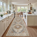 Madane Hallway Runner Rug 2'6''x10' Kitchen Runner, Non Slip Vintage Runners for Hallways Washable Kitchen Rugs Soft Low Pile 2.5x10 ft Rug Runner for Laundry Room, Entryway and Bedroom, Turmeric/Grey