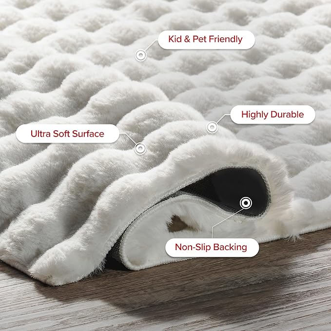 nuLOOM 5' x 8' Cozy Plush SuperiorWash Area Rug, Machine Washable, Non-Slip, Soft Fluffy Shag Carpet for Living Room Bedroom Kids Room Nursery Home Decor, Jeni White